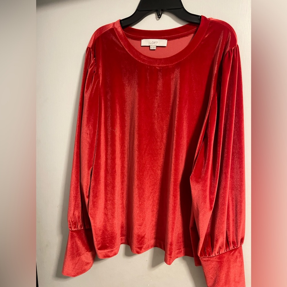 Loft velvet long sleeve Red Blouse